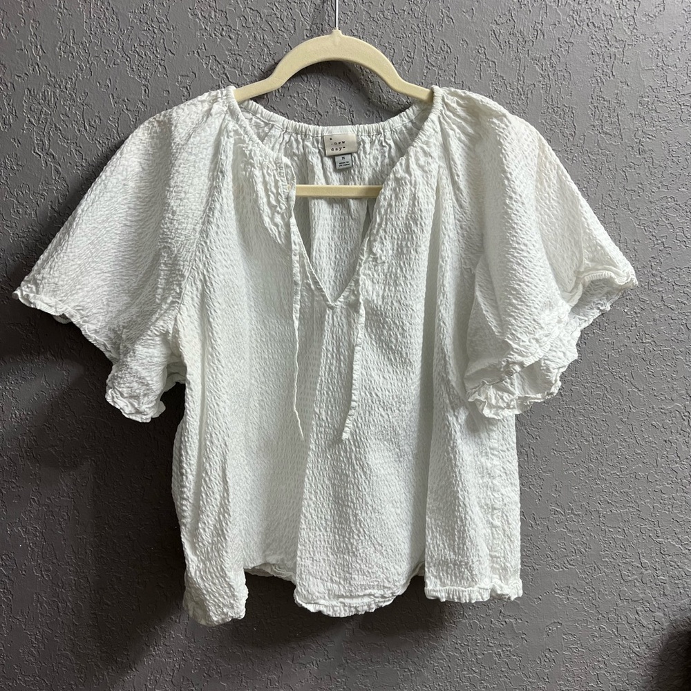 a new day White Textured Blouse